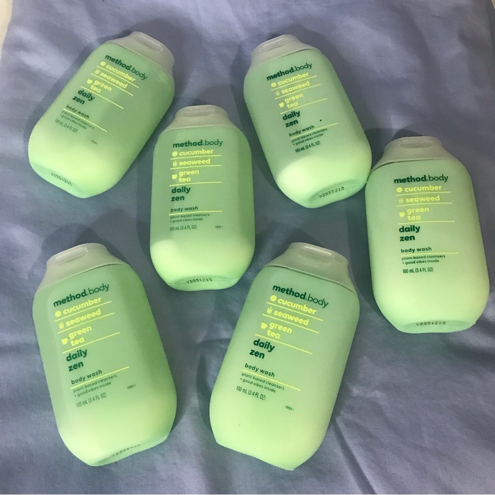 Lot Of 6 Method Body Wash Cucumber Seaweed Green Tea Travel SZ 3.4 oz